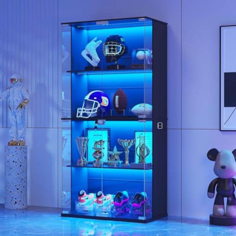 Black Display Cabinet with Gla - Glass Door Hinge recension och pris