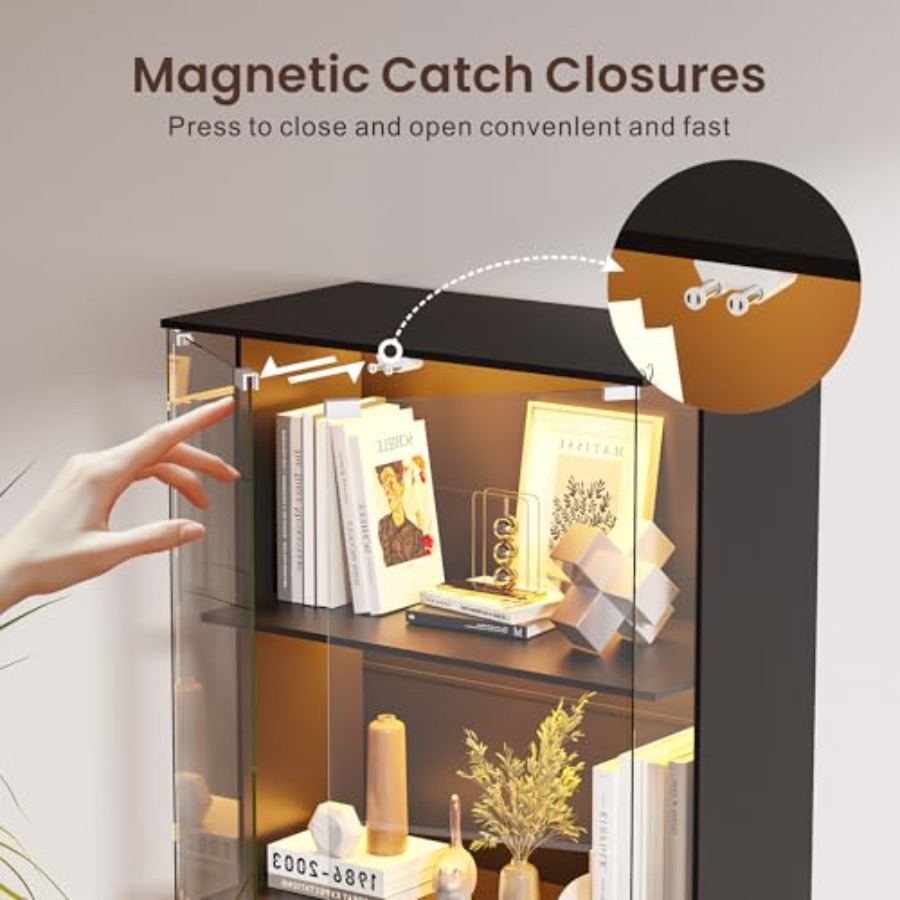 Black Display Cabinet with Gla - Glass Door Hinge recension och pris